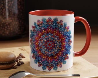Sacred Geometry Mandala Mug | Boho Chic Tea Cup | Meditation Coffee Mug | Spiritual Decor | Mindfulness Gift