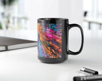 鮮やかなビジョンの万華鏡マグ | 抽象アートマグ | カラフルなコーヒーカップ | サイケデリックなティーマグ
