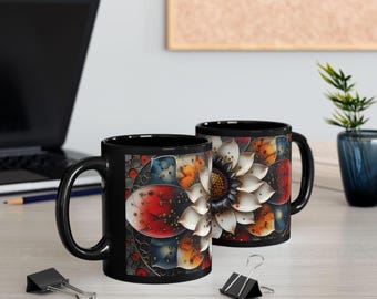 Jeweled Lotus Mandala Tasse | Handgefertigte Keramiktasse | Skulpturale Kaffeetasse | Einzigartige Kunst Teetasse |Geschenk für Meditation Liebhaber