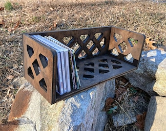 Desktop/Shelf Open Front Wood CD Storage Crate