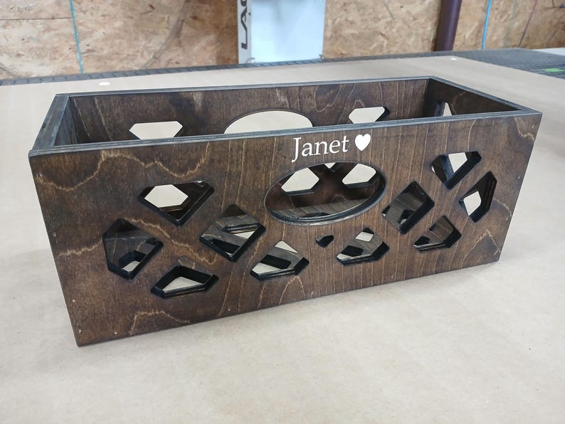 Personizable Wood CD Storage Crate Lettering with stain