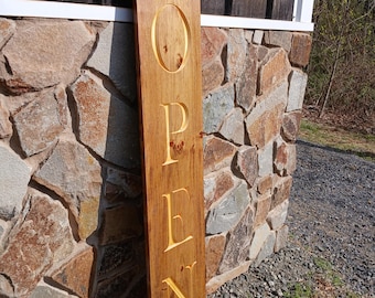 Open/Closed Carved Wood Sign