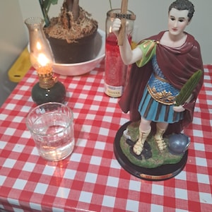 Saint Expedite (San Expedito) 9-Day Novena Service and Money Lamp for Financial Requests, Hoodoo & Conjure; Includes Pound Cake Offering