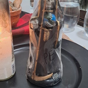 La Santisima Muerte Statue, La Nina Negra, Handmade Mexican Folk Art