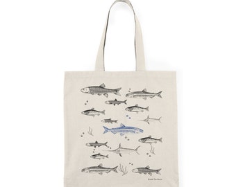 Tote Bag,  Ocean Tote Bag, Fish Tote Bag, Cotton Tote Bag, Beach Tote Bag