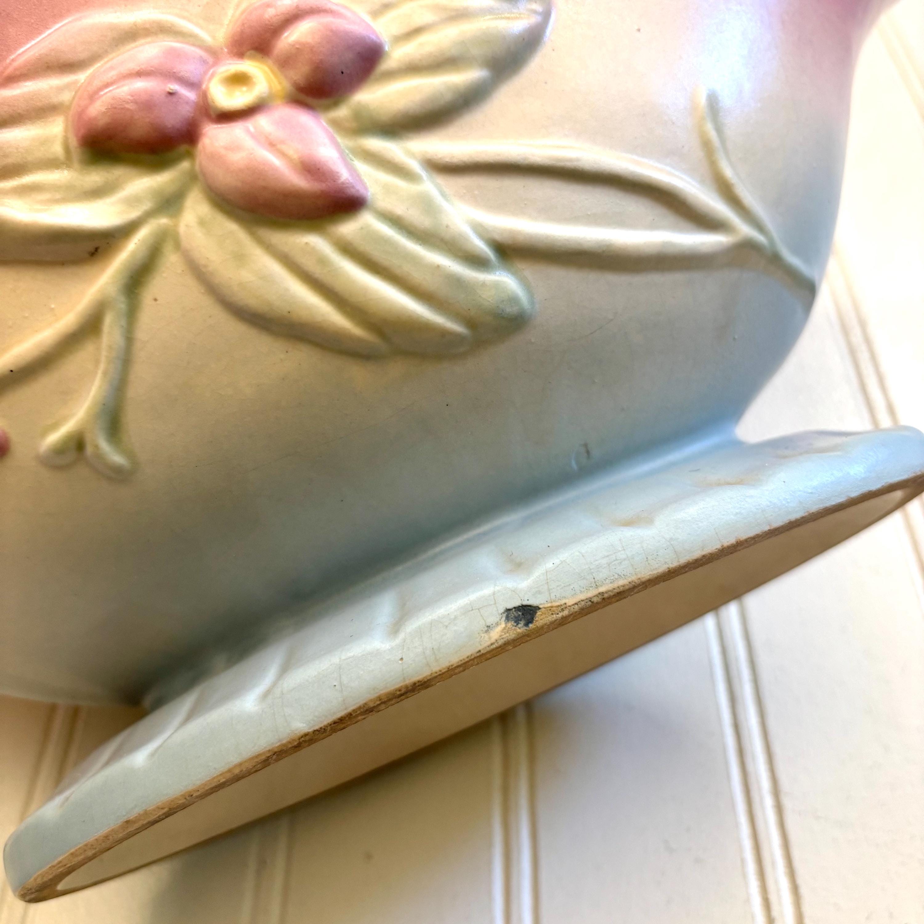 Vintage Hull Wildflower Pottery Console Bowl, Pink and Blue, Mid