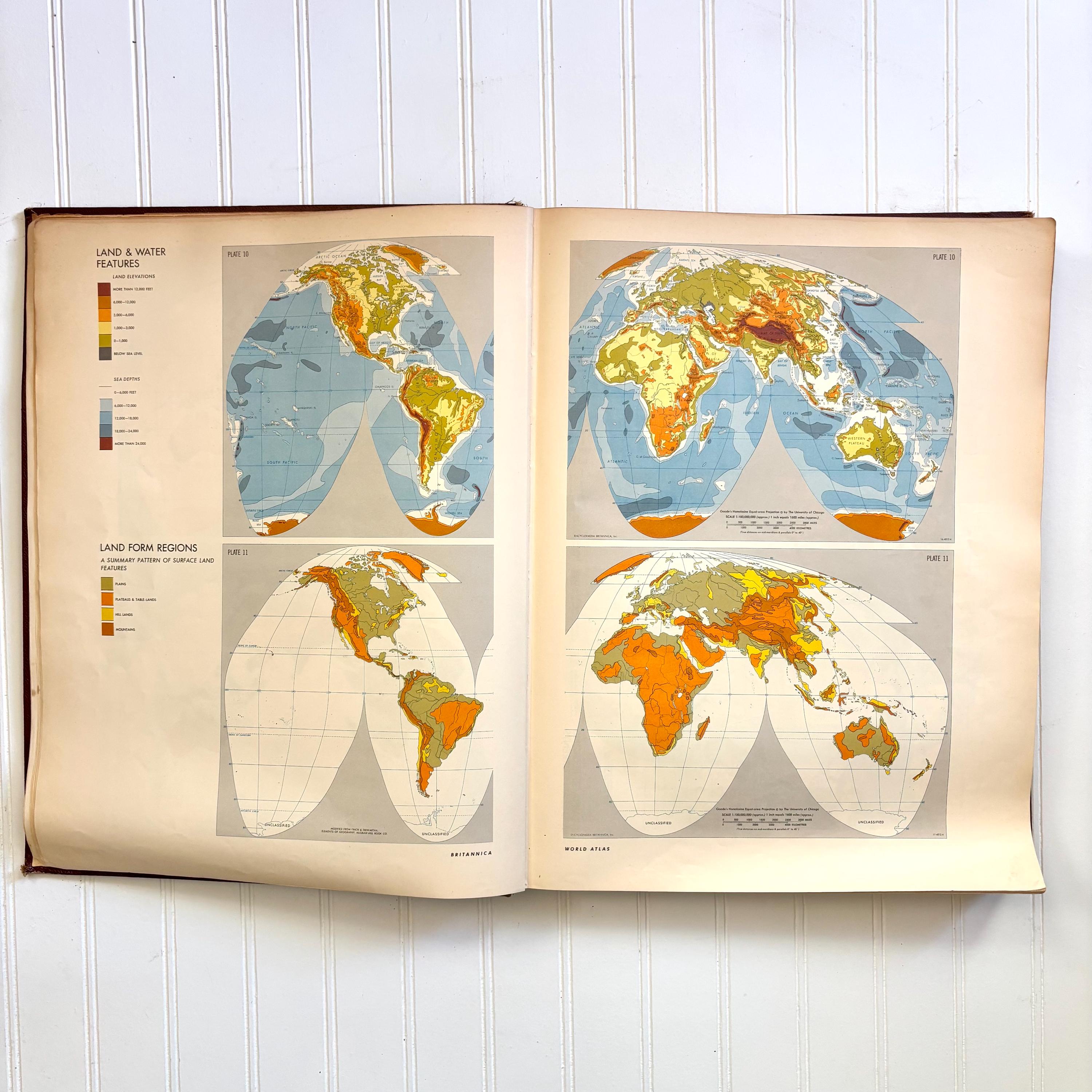 Vintage 1949 World Atlas Book, Encyclopedia Britannica With