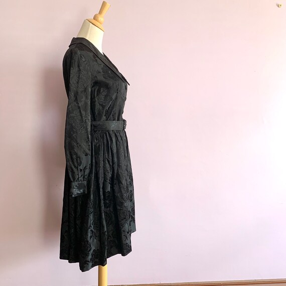 Size Medium Vintage Midcentury Black Dress, Shirt… - image 7