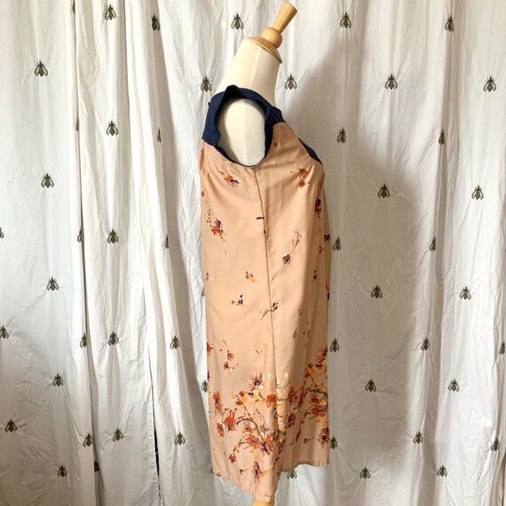 Size Small Vintage Peach Floral and Denim Dress, … - image 3