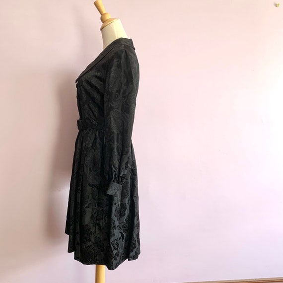 Size Medium Vintage Midcentury Black Dress, Shirt… - image 9