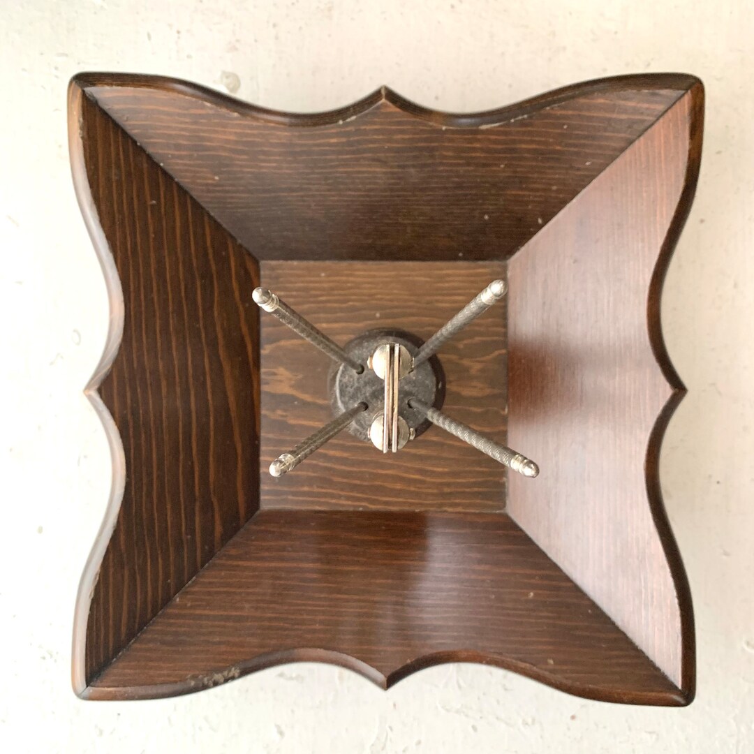 Vintage Nut Bowl Set With Tools Brown Scalloped Wood Dish Etsy