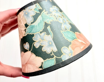Vintage Preppy Floral Clip On Bell Lamp Shade, Grandma Chic Home Decor, Wall Sconce, Petite Lighting
