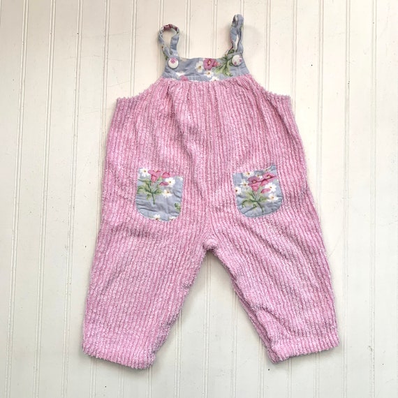 Vintage Baby Clothes, Pink Chenille Overalls, Siz… - image 6