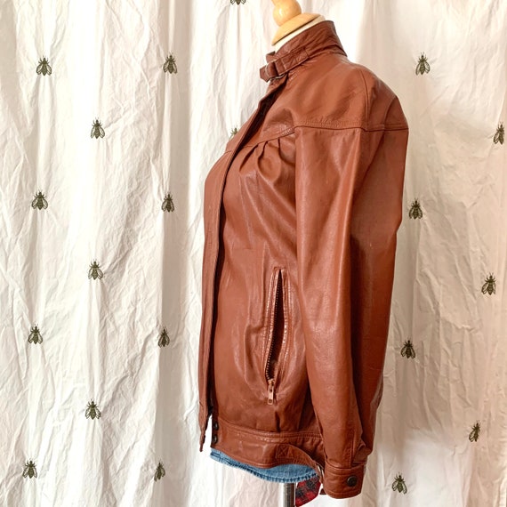 Size 6 Vintage Leather Motorcycle Jacket, Cognac … - image 4