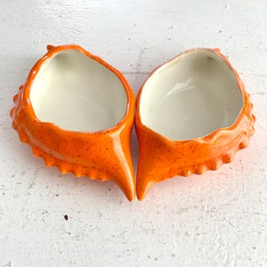 Vintage Orange Crab Shape Serving Dishes, Midcentury Darlings, Seafood Dishes, Deviled Crab, Orange Splatter Paint, Happy Kitchen image 9