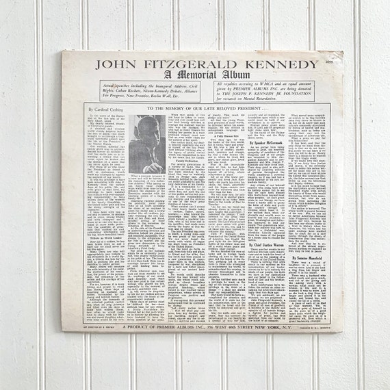 Vintage JFK Memorial Album, 1963 Spoken Word Vinyl Record - Etsy
