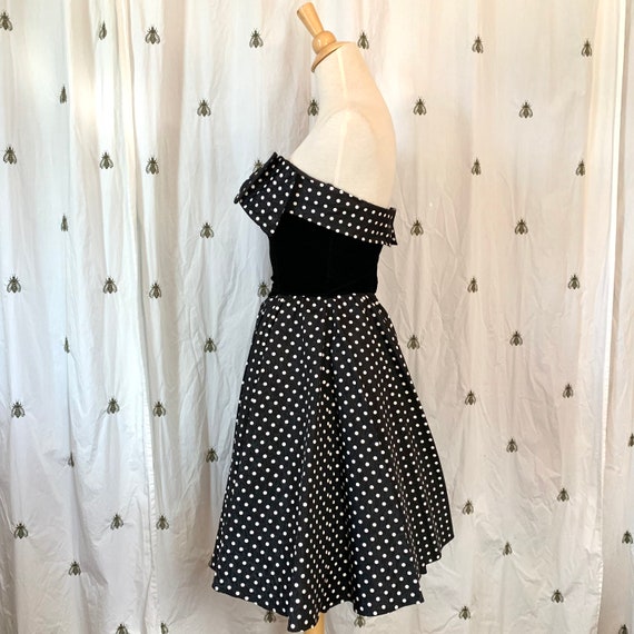 Size Small Vintage 1980s Polka Dot Formal Dress, … - image 2