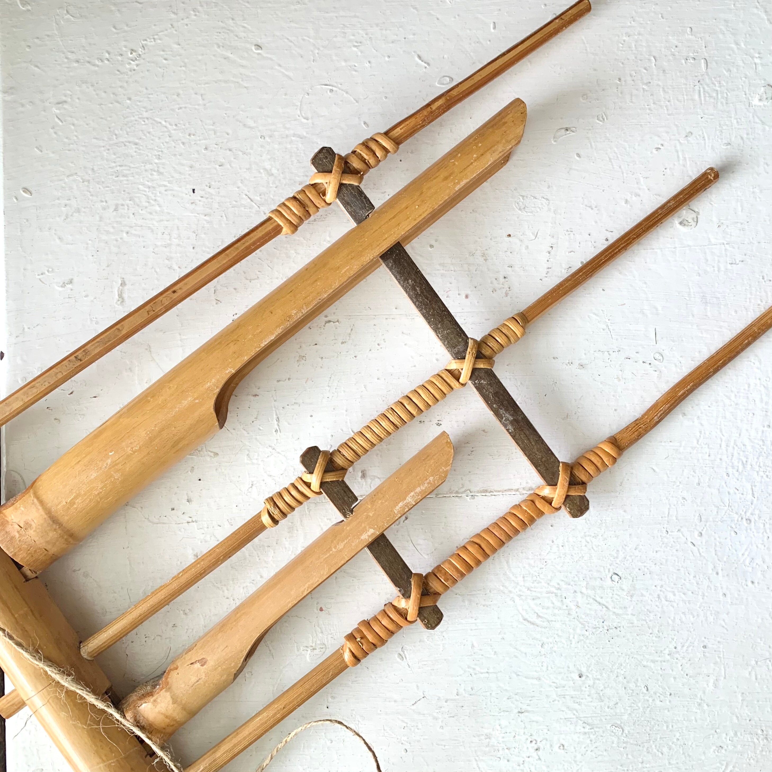 Rattan vintage y campana de viento de bambú patio del jardín | Etsy