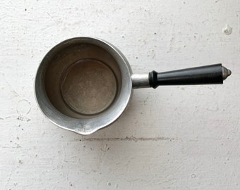 Vintage Aluminum Silver Sauce Pot, MMM Spain, Black Handle