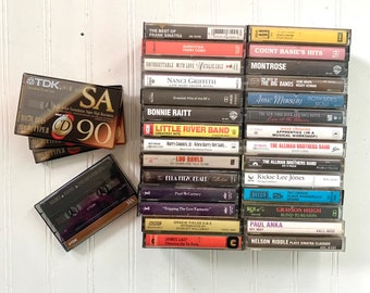 Vintage Cassette Tapes, Untested, 3 TDK Blank Tapes New in Package, Sinatra, Raitt, Allman, Rawls, McCartney, Jazz, Big Band, Music Night