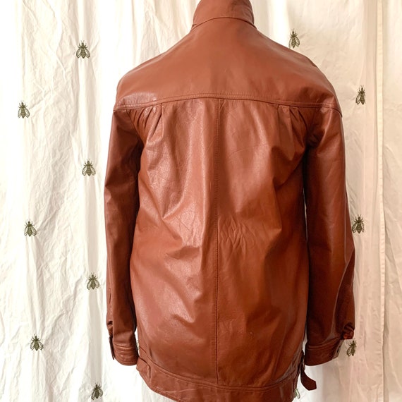 Size 6 Vintage Leather Motorcycle Jacket, Cognac … - image 7