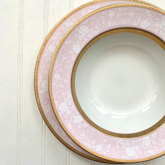 Vintage Mikasa Rose Hill Serving Bowl and Buffet Plate, Pink