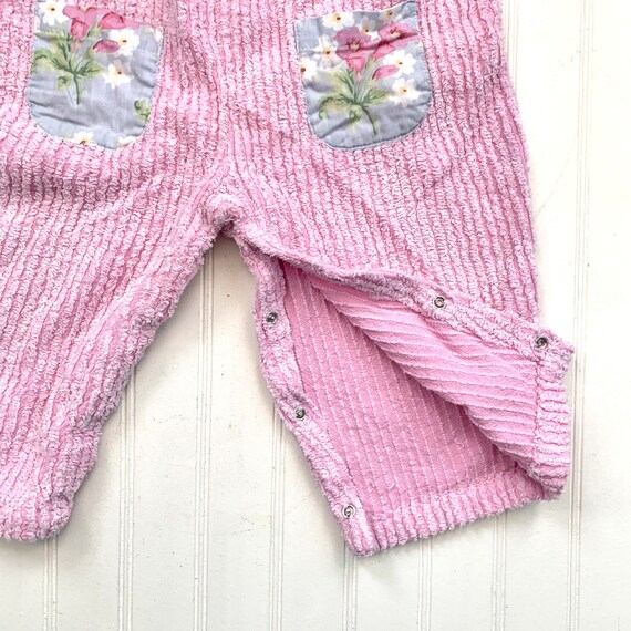 Vintage Baby Clothes, Pink Chenille Overalls, Siz… - image 2