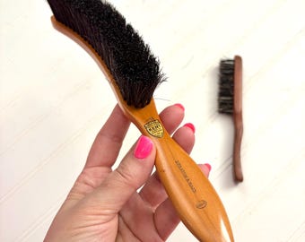 Vintage Clothing Hat Brush Pair, Curved Kent England, Rosewood Mohawk, Mens Grooming