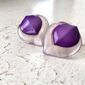 Vintage Purple Lucite Earrings, Opaque and Translucent, Violet and Lilac, Upcycled from Clips to Fun Wearable Post Earrings