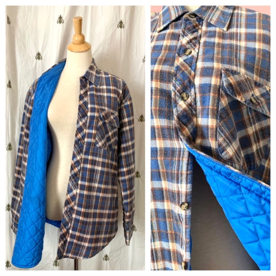Size Large Vintage Blue Plaid Flannel 