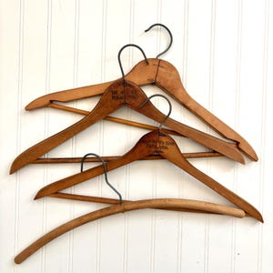 Vintage Wood and Metal Clothing Hangers, Vintage Advertising, 3 Jacket, 1 Shirt, Art Print Painting Hanger, Philadelphia Clothiers, Storage
