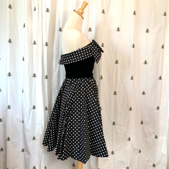 Size Small Vintage 1980s Polka Dot Formal Dress, … - image 5