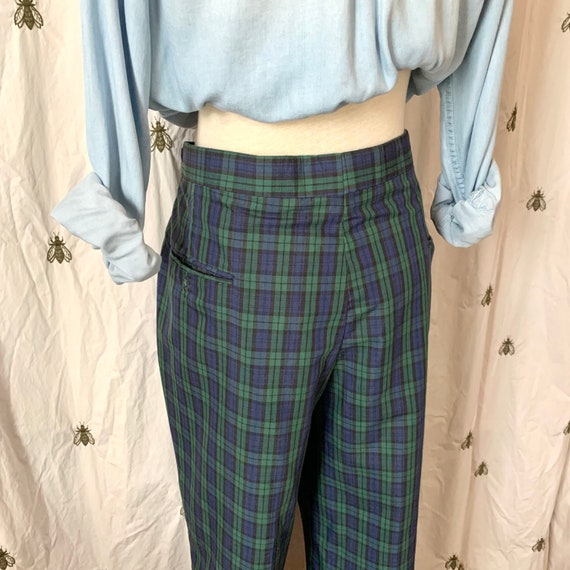 vintage Jaymar 100% Wool green/blue Plaid Pants Slacks (size men's