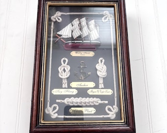 Vintage Nautical Shadow Box Hidden Key Holder Cabinet Wall Mount