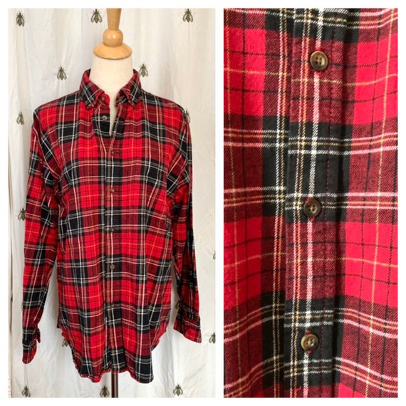 Size Large Vintage Red Black Plaid 
