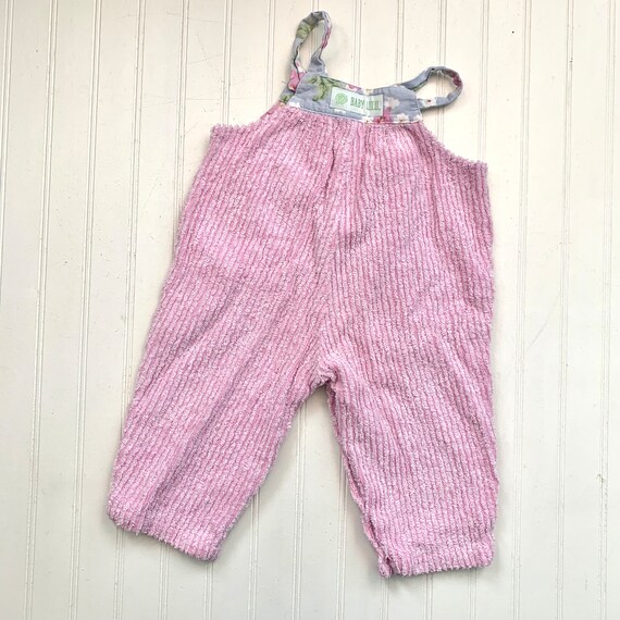 Vintage Baby Clothes, Pink Chenille Overalls, Siz… - image 3