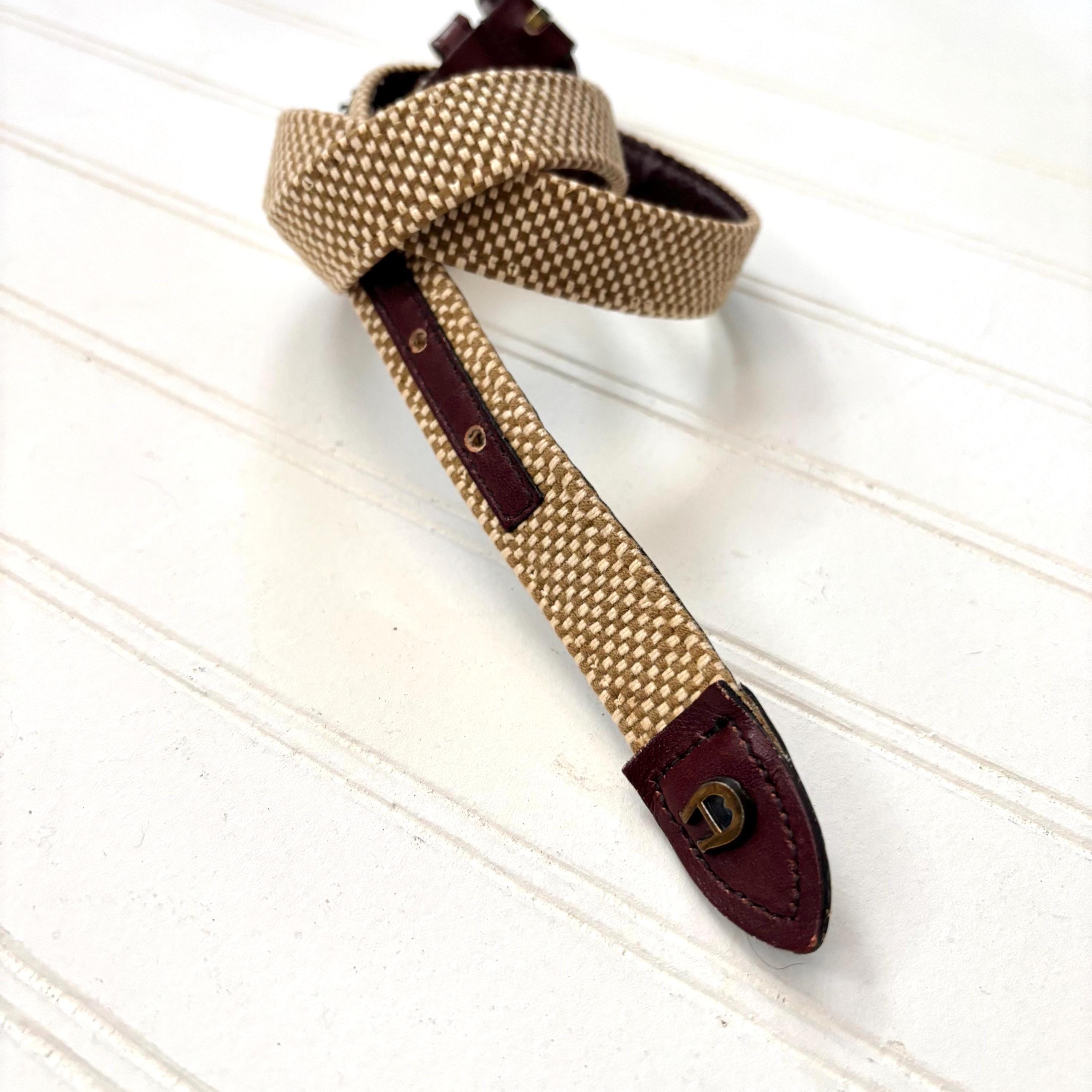 Vintage Etienne Aigner Woven Belt, Burgundy Leather, 1980s  display picture 3