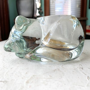 Vintage Glass Cat Candle Holder, 1980s Indiana Glass Crystal Votive Holder, Candle-Lite, Tea Light Lantern, Ambiance, Cat Lover, Cat Mom Dad