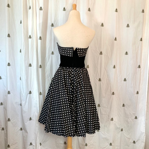 Size Small Vintage 1980s Polka Dot Formal Dress, … - image 7