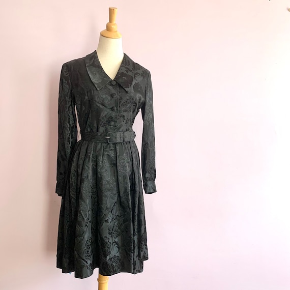 Size Medium Vintage Midcentury Black Dress, Shirt… - image 2