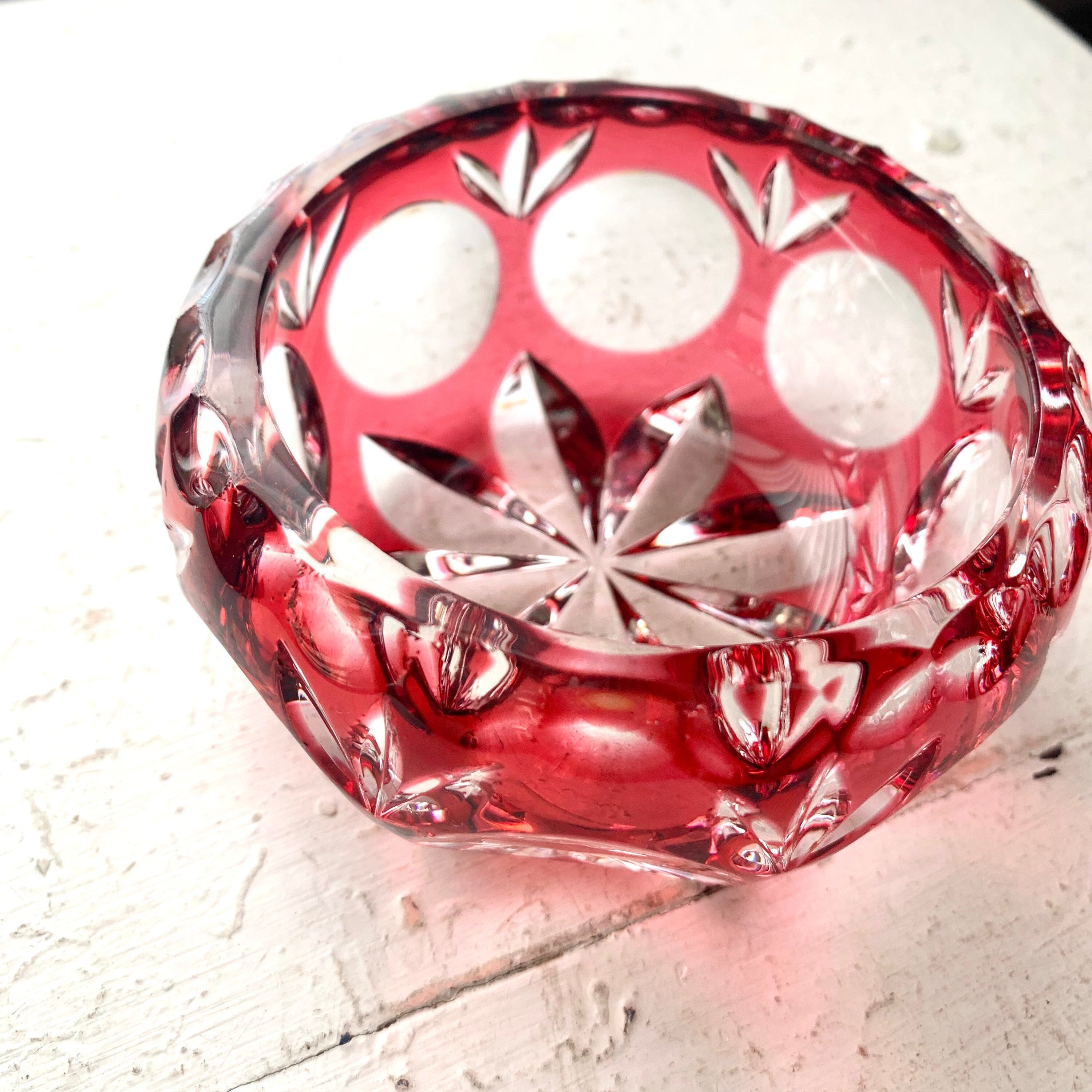 Vintage Cranberry Lead Crystal Bowl, Nachtmann Bramberg Candy