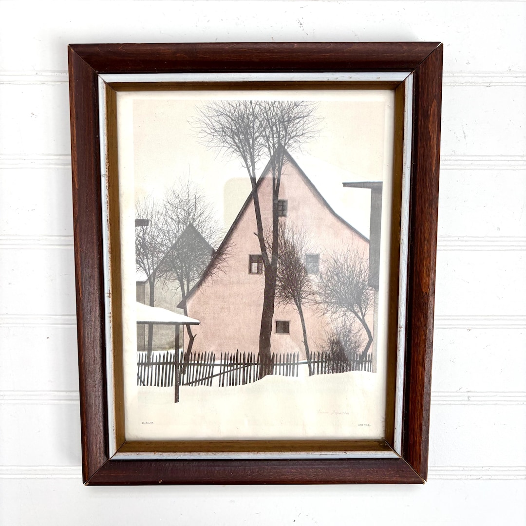 版画 Jacques Deperthes LitchfieldGClithograph Vintage Winter Landscape Art Print, Jacques Deperthes, Framed - Etsy