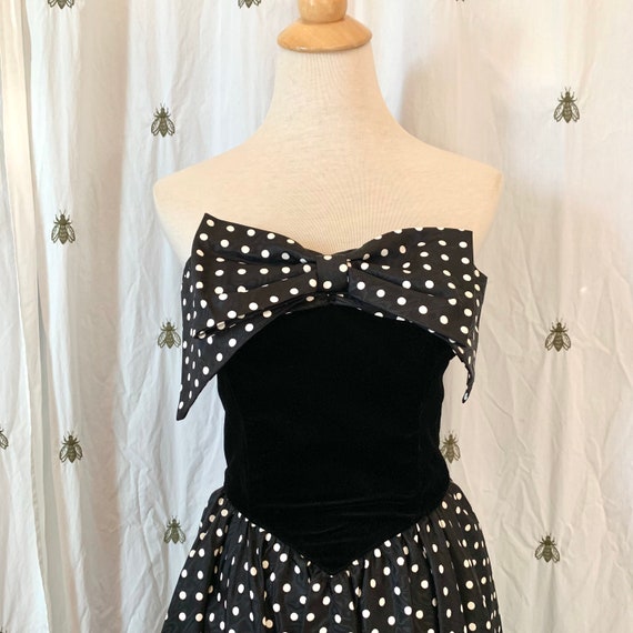 Size Small Vintage 1980s Polka Dot Formal Dress, … - image 6