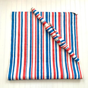 Vintage Wallpaper Rolls, Remnant Pieces, Midcentury Mod, Red White Blue Stripes, Home Decor, Repurpose, Reuse