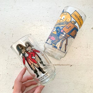 Vintage McDonald&#39;s Glasses, Mayor McCheese, Say Cheeseburger, Captain Crook, Collectible Glassware 1977, McDonaldland Action Series, Barware