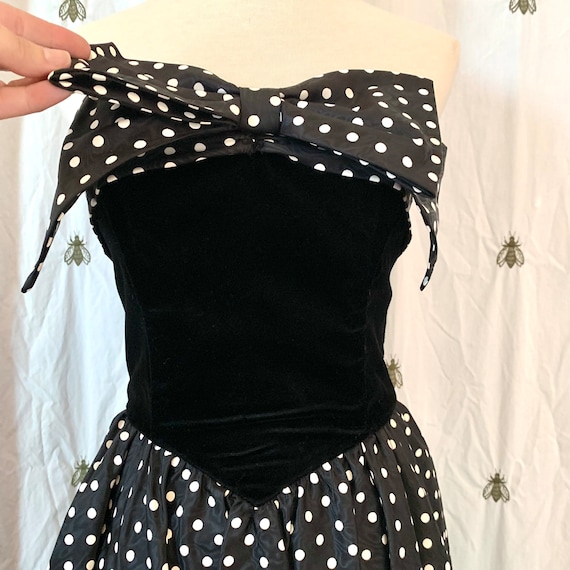 Size Small Vintage 1980s Polka Dot Formal Dress, … - image 9