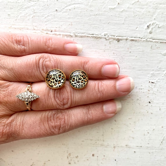 Leopard print clearance stud earrings