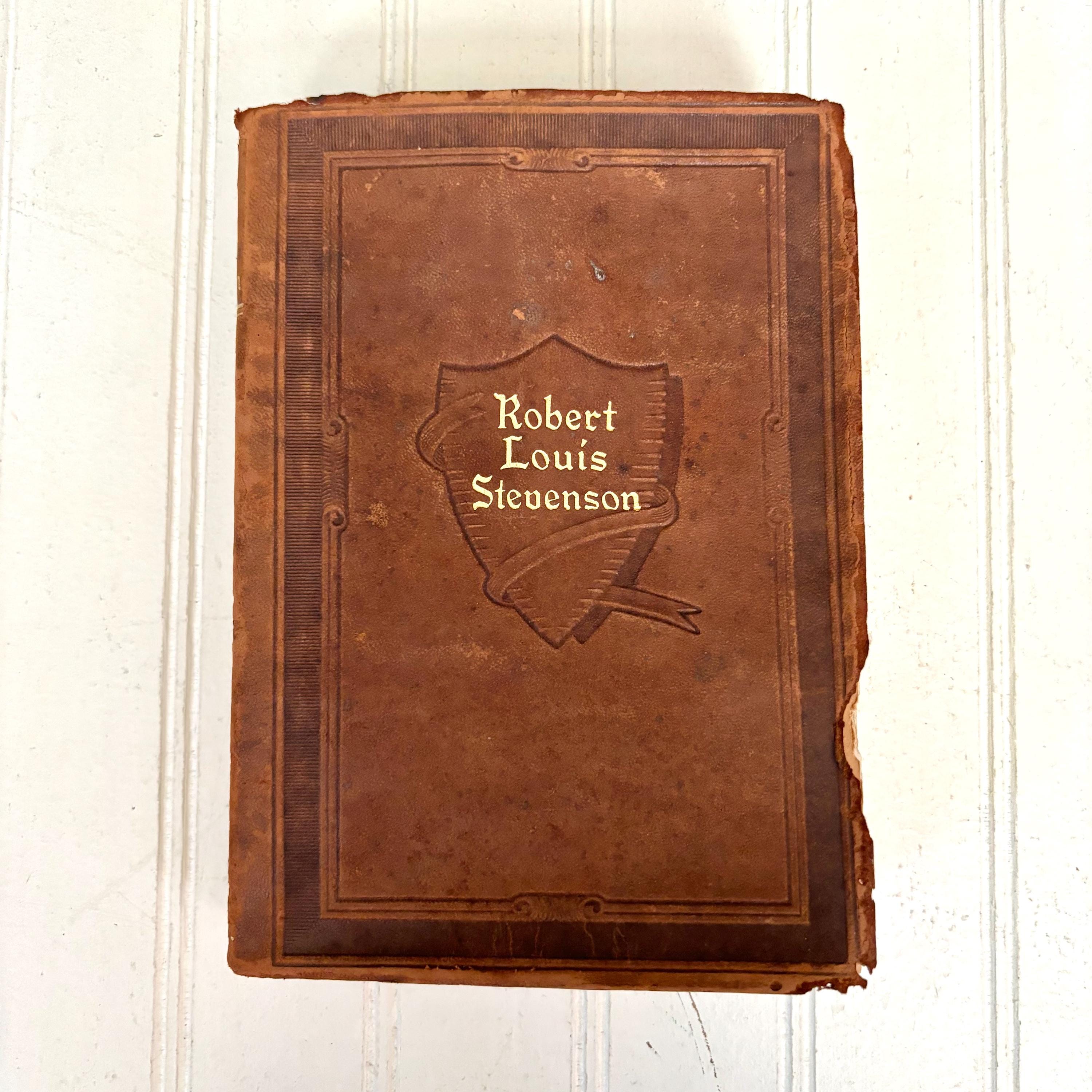 Vintage Robert Louis Stevenson Leather Bound Book, 1926 Antique