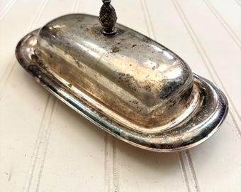 Vintage Silver Plate Butter Dish With Lid, WM Rogers 987