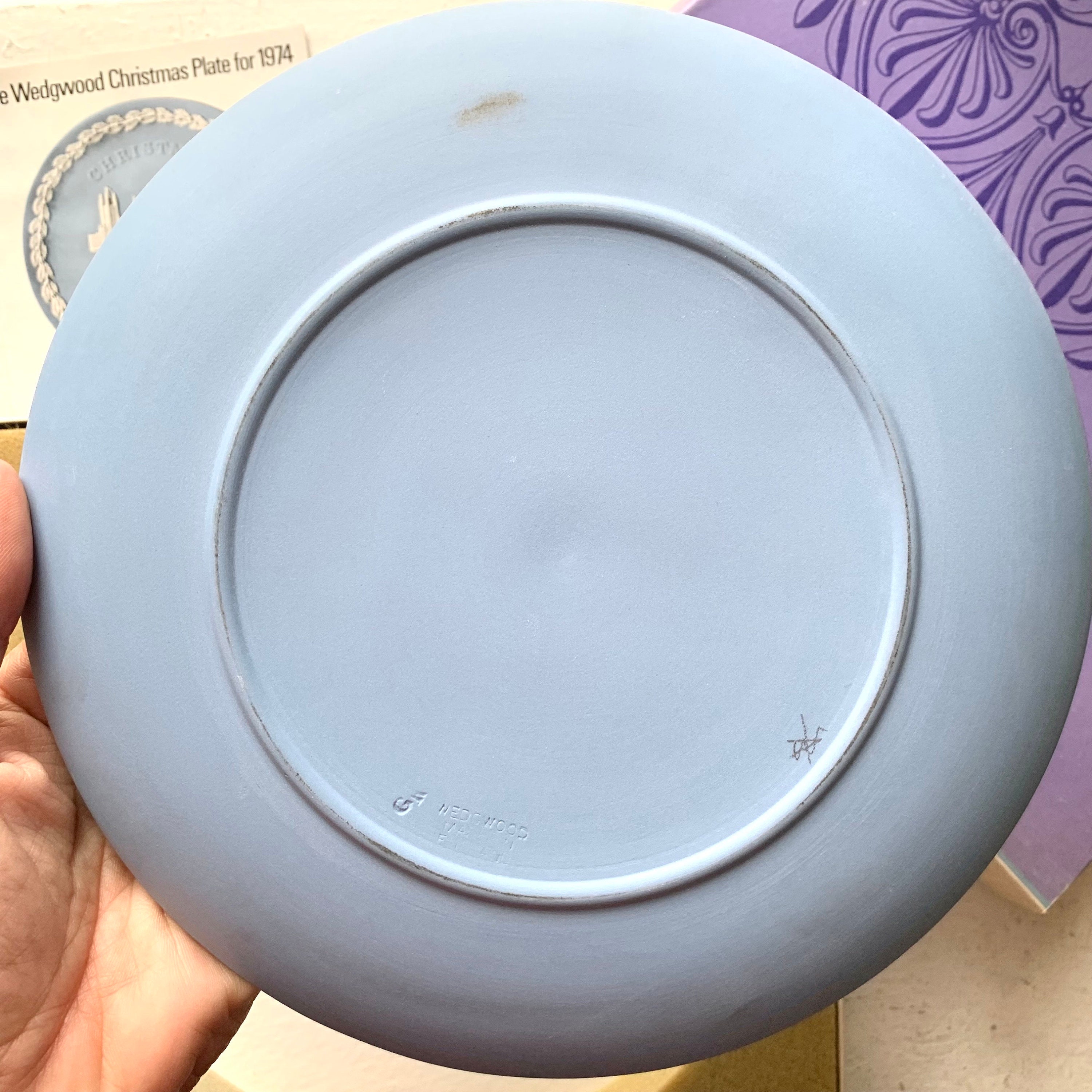 1974年製ヴィンテージ ウェッジウッド クリスマスプレート、国会議事堂